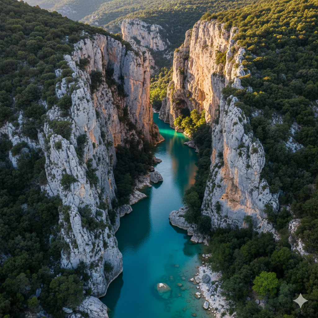 Randonnée avec vue en hauteur des basses gorges du Verdon Quinson