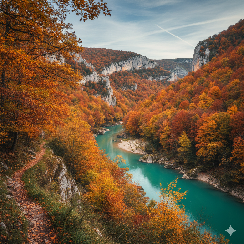 Les basses gorges du Verdon à Quinson en automne